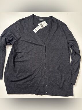 LORD & TAYLOR V-Neck Long Sleeve Ribbed Button Up Cardigan Sweater 3X A060526